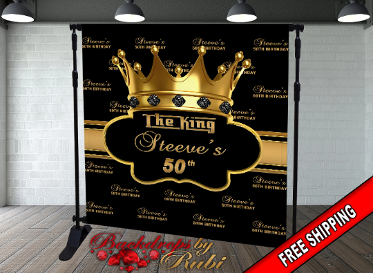 The King Men's Birthday Backdrop, The King Men's Backdrop, 60th, Men's Crown Backdrop, Men's Birthday Celebration, 30th Birthday, 40th, 50th