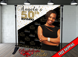 Birthday Backdrop, 50th Birthday Backdrop, Women's Backdrop, Birthday Party Background, Birthday Step and Repeat Backdrop, 50th Step and Repeat Backdrop