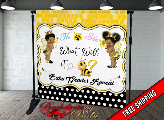 What Will it Bee Backdrop, Bee Baby Shower Backdrop, What Will it Bee Baby Shower, Bee Baby Shower, Bee Little Princess Backdrop, Bee Banner