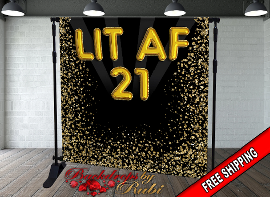 Lit af, Lit af Backdrop, Lit AF Background, Lit AF Foil Balloon, Lit AF 21 Foil Balloon Banner, 21 years Old Foil Balloon