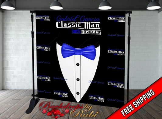 Classic Man Birthday Backdrop, Classic Man Step and Repeat Backdrop, 30th Birthday, 40th, 50th, 60th Backdrop, Men's Birthday Backdrop