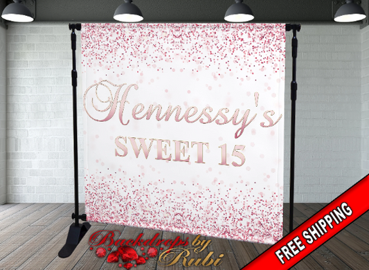 Birthday Backdrop, Quinceañera Backdrop, Custom Backdrop, 15th Birthday Backdrop, Quinceañera Banner, Sweet 16 Backdrop, Sweet 16 backdrop