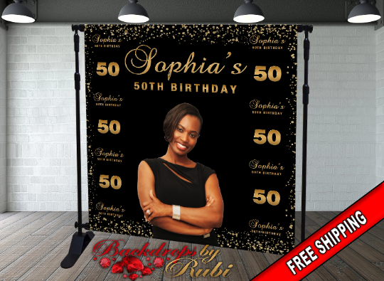 50th Birthday Backdrop, Women's Backdrop, Birthday Party Background, Birthday Step and Repeat Backdrop, 50th Step and Repeat Backdrop