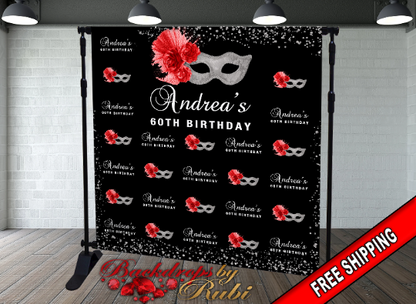 Masquerade Silver Backdrop, Masquerade step and repeat backdrop, 50 Shades Step and Repeat, Mardi gras step and repeat, Masquerade Banner