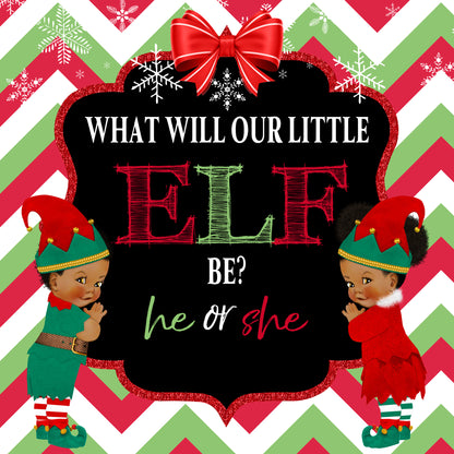 Gender reveal, one derland, Christmas Backdrop, gender reveal backdrop, winter one derland, What will our little elf be, he or she, baby elf