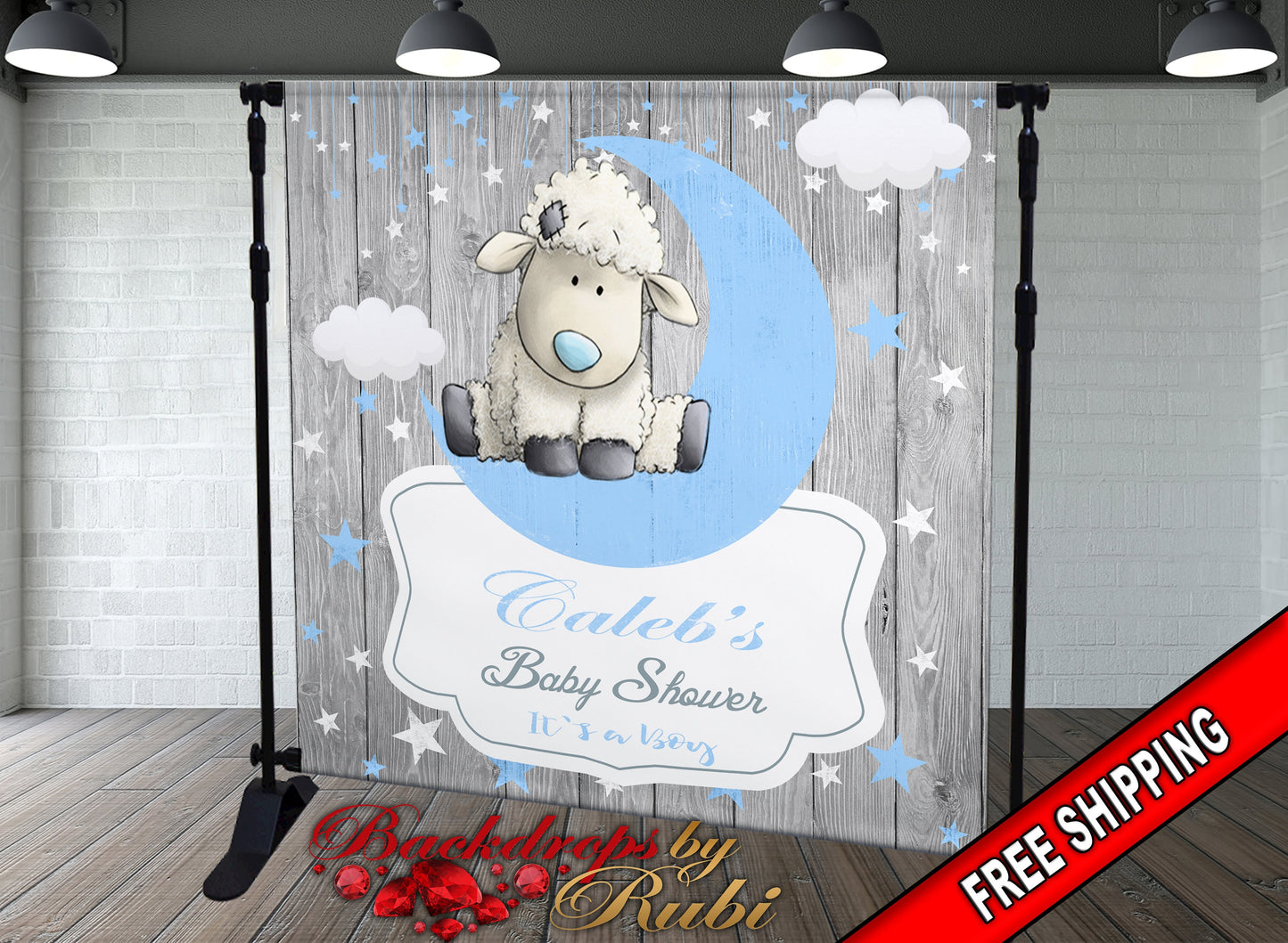 Sheep Backdrop, Sheep banner, Sheep Baby Shower Backdrop, It's a Boy Sheep, Sheep Backdrop Baby shower, Sheep Blue Backdrop