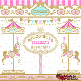 Carousel Backdrop, Carousel Party Backdrop, Carousel Banner, Pink and Gold Carousel, Carousel Baby Shower, Carousel 1st Birthday, Carrousel