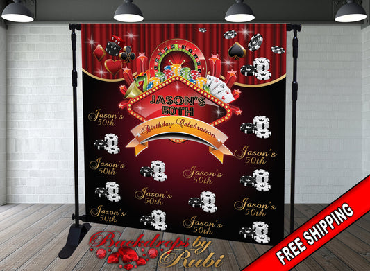 Casino Backdrop, Casino Banner, Casino Party Backdrop, Casino Birthday Party Background, Casino Step and Repeat, Casino Men's Backdrop