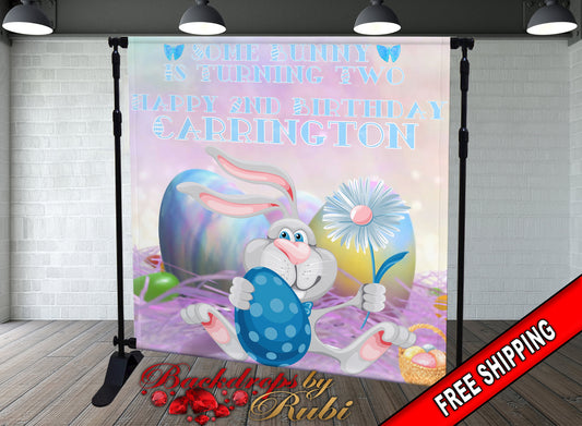 Easter Backdrop, Easter Banner, Bunny Backdrop, Easter Bunny Backdrop, Easter Bunny Birthday Backdrop, Easter Personalized Backdrop