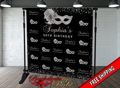 Masquerade Silver Backdrop, Masquerade step and repeat backdrop, 50 Shades Step and Repeat, Mardi gras step and repeat, Masquerade Banner