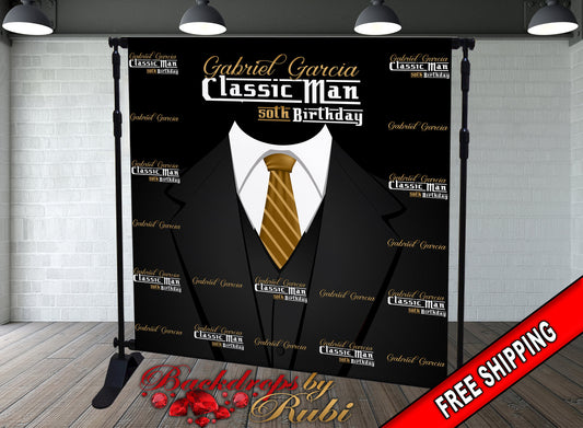 Classic Man Birthday Backdrop, Classic Man Step and Repeat Backdrop, 30th Birthday, 40th, 50th, 60th Backdrop, Men's Birthday Backdrop