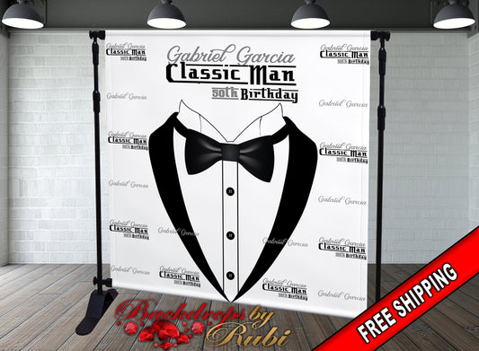 Classic Man Birthday Backdrop, Classic Man Step and Repeat Backdrop, 30th Birthday, 40th, 50th, 60th Backdrop, Men's Birthday Backdrop