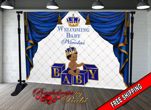 Royal Prince Theme Backdrop, Blue Crown Prince Backdrop, Royal Prince Baby Shower Photo Backdrop, Royal Blue Prince Backdrop, Little Prince