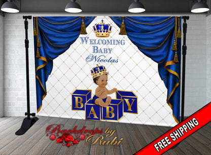 Royal Prince Theme Backdrop, Blue Crown Prince Backdrop, Royal Prince Baby Shower Photo Backdrop, Royal Blue Prince Backdrop, Little Prince