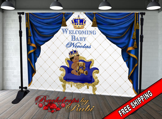 Royal Prince Theme Backdrop, Blue Crown Prince Backdrop, Royal Prince Baby Shower Photo Backdrop, Royal Blue Prince Backdrop, Little Prince