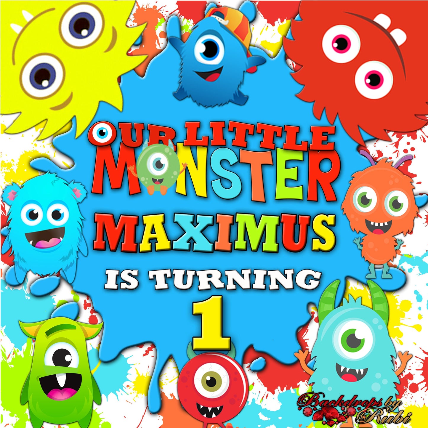 Little Monsters Backdrop, Little Monsters Banner, Little Monsters, Monsters Birthday, Monsters party, Little Monster Personalized Backdrop