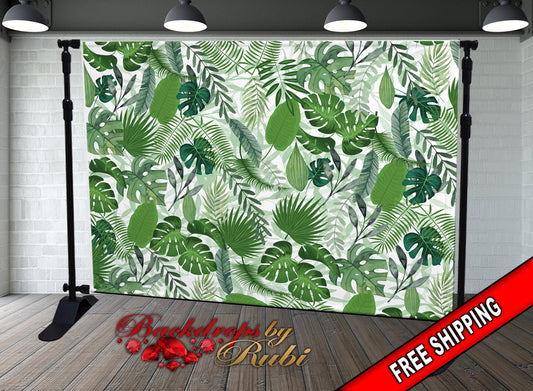 Jungle Safari Backdrop, Greenery Background, Palm Leaves Backdrop, Green Leaves Backdrop, Tropical Plants Backdrop, Tropical Leaves Backdrop