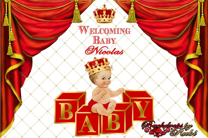 Red Prince Theme Backdrop, Red Crown Prince Backdrop, Red Prince Baby Shower Photo Backdrop, Red Prince Backdrop, Red Little Prince