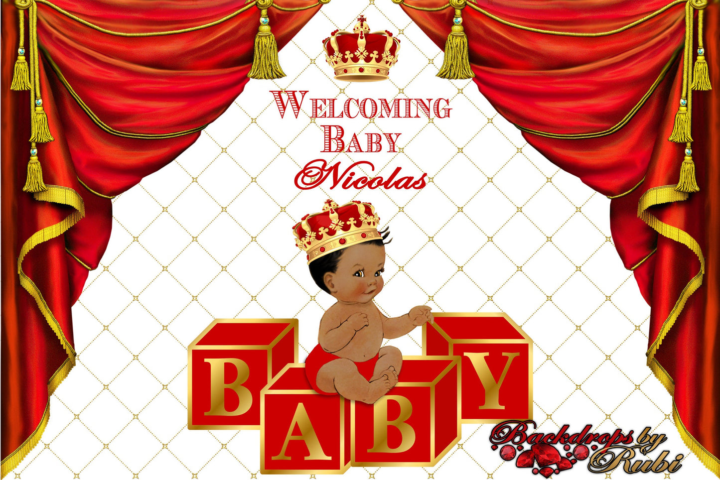 Red Prince Theme Backdrop, Red Crown Prince Backdrop, Red Prince Baby Shower Photo Backdrop, Red Prince Backdrop, Red Little Prince