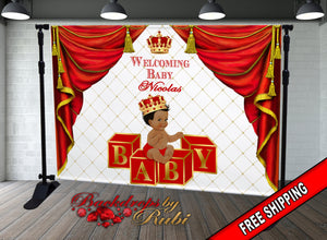 Red Prince Theme Backdrop, Red Crown Prince Backdrop, Red Prince Baby Shower Photo Backdrop, Red Prince Backdrop, Red Little Prince