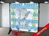 Elephant Backdrop, Elephant banner, Elephant Safari Baby Shower Backdrop, It's a Boy Elephant, Safari Backdrop Baby shower