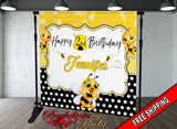 Bee Birthday Banner, Bee Birthday Backdrop, Bee Step repeat Backdrop, Bee Birthday Backdrop, Bee Baby Shower, What Will it Bee backdrop
