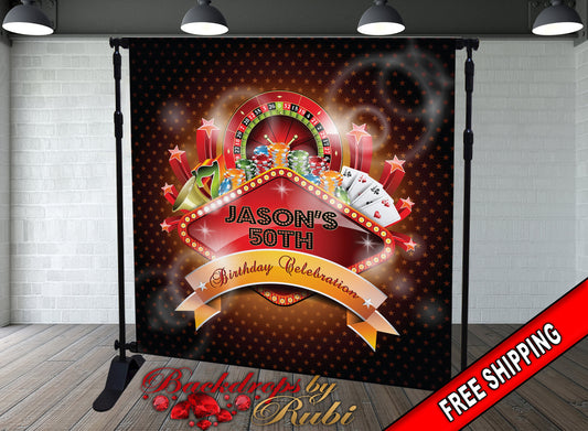 Casino Backdrop, Casino Banner, Casino Party Backdrop, Casino Birthday Party Background, Casino Step and Repeat, Casino Men's Backdrop