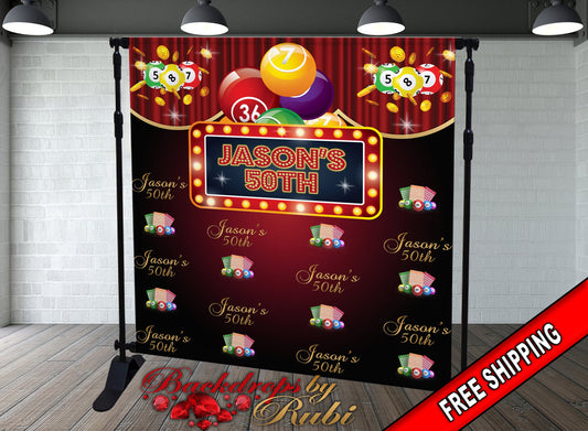 Bingo Backdrop, Bingo Banner, Lottery Game Backdrop, Lottery Backdrop , Casino Step and Repeat, Bingo Step and Repeat, Bingo Balls Backdrop