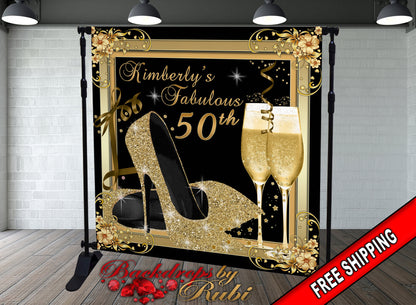High Heels Backdrop, High Heels Birthday Backdrop, High Heel Shoe Stiletto Backdrop, Fabulous Birthday Backdrop, High Heels Glitter Gold