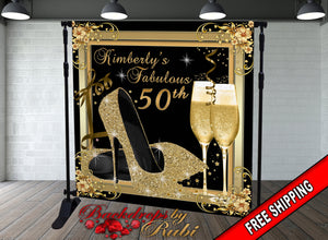 High Heels Backdrop, High Heels Birthday Backdrop, High Heel Shoe Stiletto Backdrop, Fabulous Birthday Backdrop, High Heels Glitter Gold