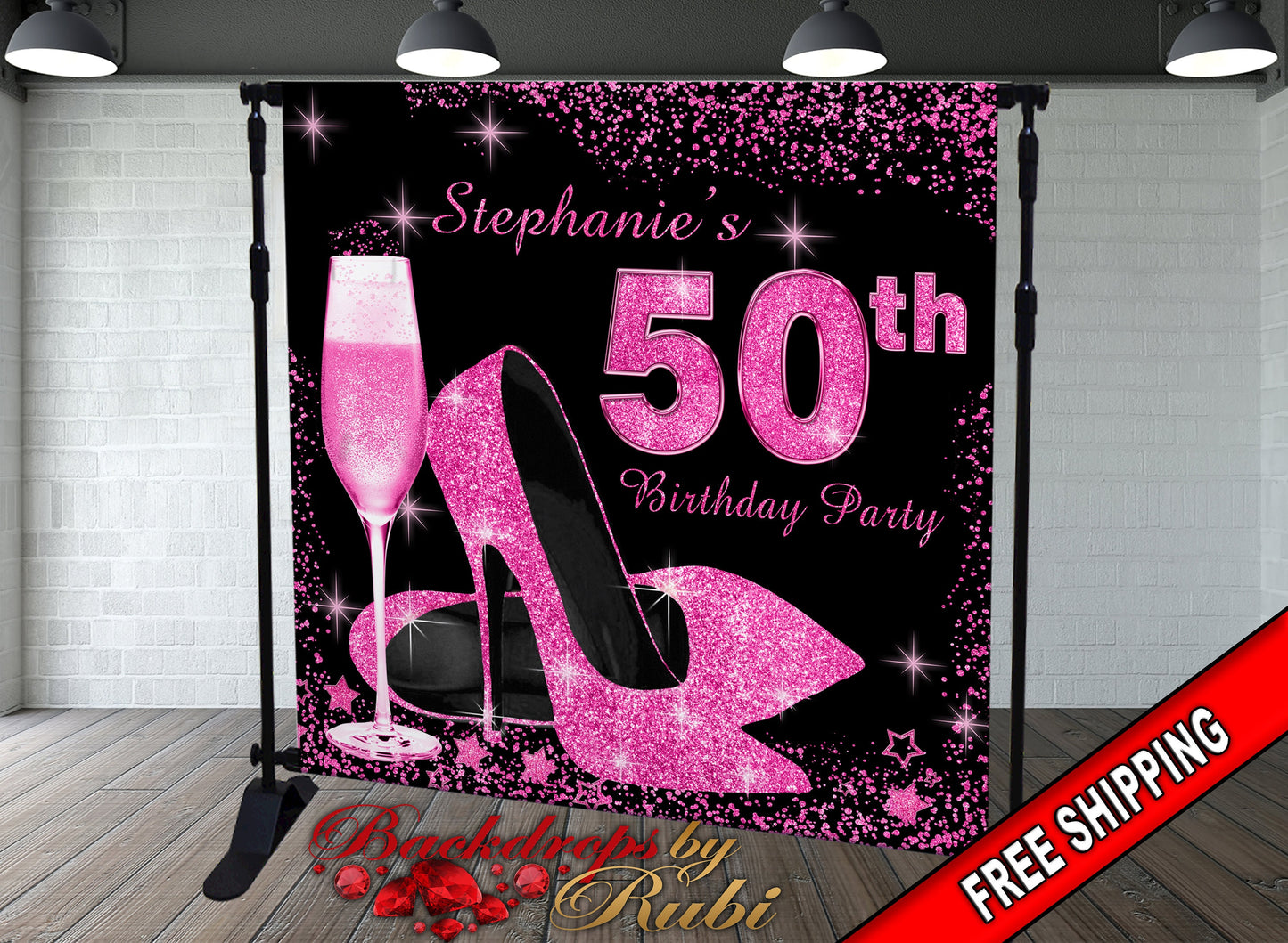 High Heels Backdrop, High Heels Birthday Backdrop, High Heel Shoe Stiletto Backdrop, Fabulous Birthday Backdrop, High Heels Glitter Hot Pink