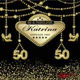50th Birthday Backdrop, High Heels Gold Backdrop, Birthday Party Background, 50th Birthday Step and Repeat, High Heels Glitter