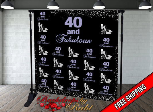 50th Birthday Backdrop, High Heels Purple Backdrop, Birthday Party Background, 50th Birthday Step and Repeat, High Heels Glitter, High Heel