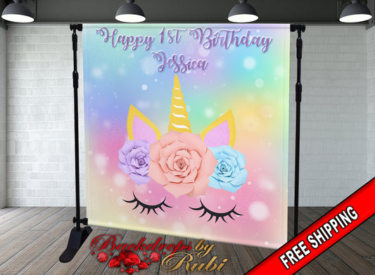 Unicorn Backdrop, Unicorn banner, Unicorn Birthday Backdrop, Unicorn Birthday banner, Unicorn Theme, Unicorn Princess Backdrop
