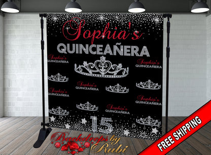 Quinceañera Step and Repeat, Quinceañera Backdrop, Custom Backdrop, 15th Birthday Backdrop, Quinceañera Banner, Sweet 16 Backdrop