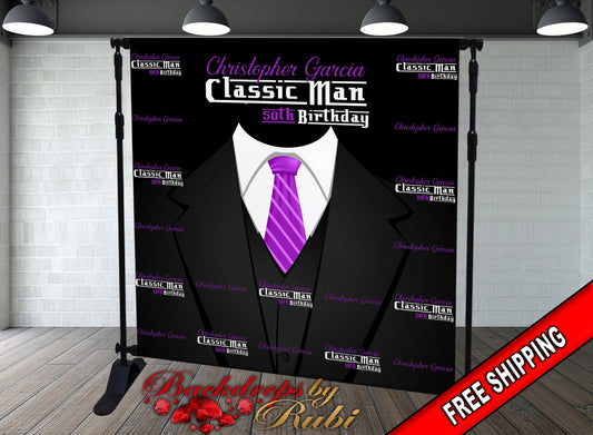 Classic Man Birthday Backdrop, Classic Man Step and Repeat Backdrop, 30th Birthday, 40th, 50th, 60th Backdrop, Men's Birthday Backdrop