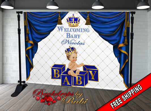 Royal Prince Theme Backdrop, Blue Crown Prince Backdrop, Royal Prince Baby Shower Photo Backdrop, Royal Blue Prince Backdrop, Little Prince