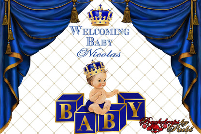 Royal Prince Theme Backdrop, Blue Crown Prince Backdrop, Royal Prince Baby Shower Photo Backdrop, Royal Blue Prince Backdrop, Little Prince