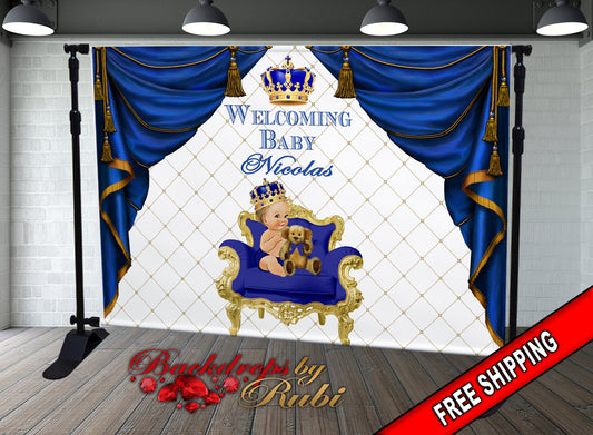 Royal Prince Theme Backdrop, Blue Crown Prince Backdrop, Royal Prince Baby Shower Photo Backdrop, Royal Blue Prince Backdrop, Little Prince