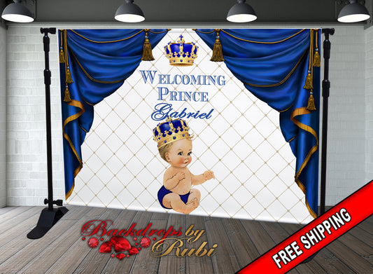 Royal Prince Theme Backdrop, Blue Crown Prince Backdrop, Royal Prince Baby Shower Photo Backdrop, Royal Blue Prince Backdrop, Little Prince