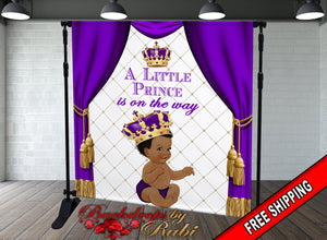 Prince Theme Backdrop, Purple Crown Prince Backdrop, Royal Prince Baby Shower Photo Backdrop, Prince Backdrop Purple Curtains, Little Prince