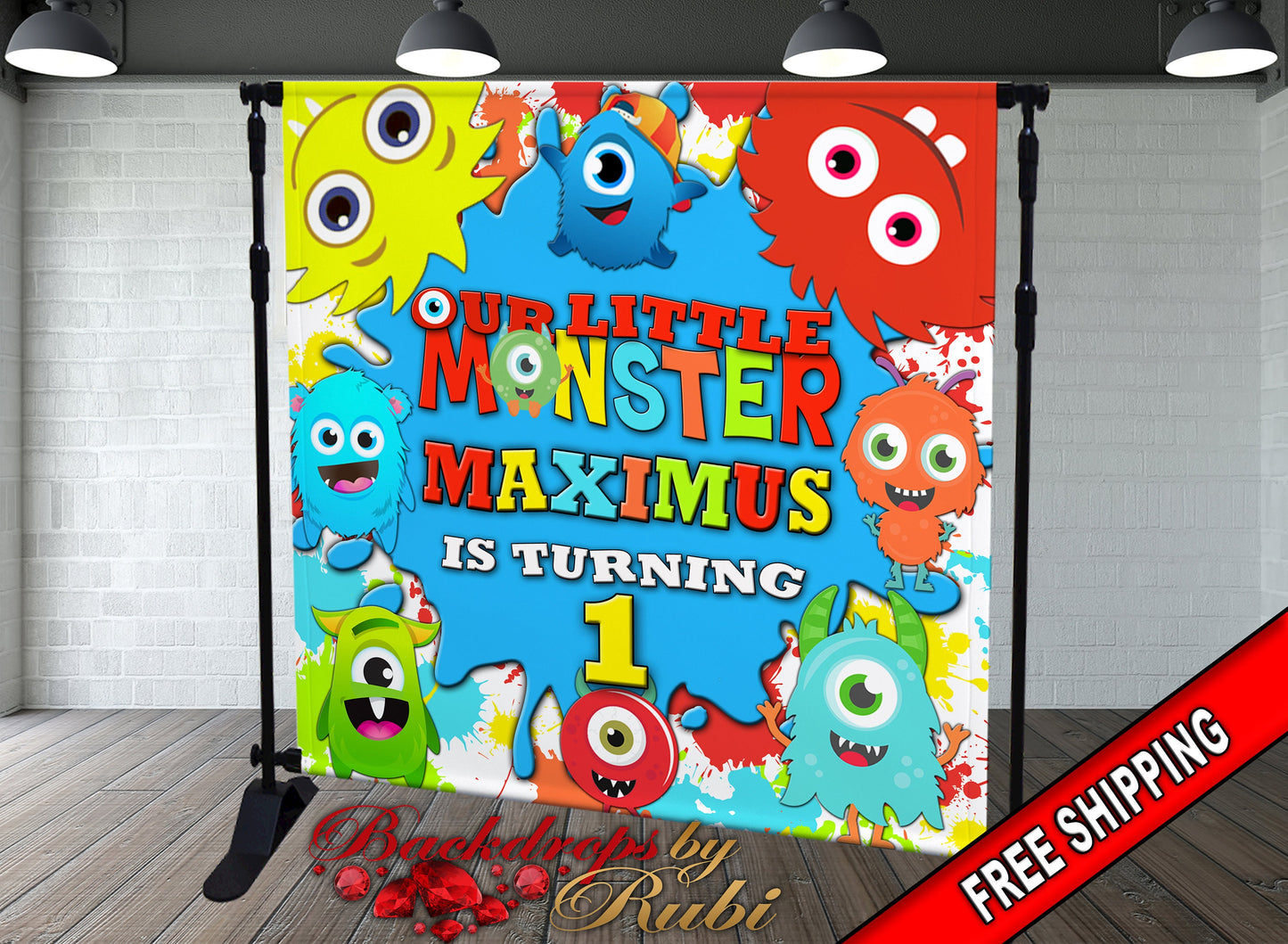 Little Monsters Backdrop, Little Monsters Banner, Little Monsters, Monsters Birthday, Monsters party, Little Monster Personalized Backdrop