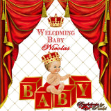 Red Prince Theme Backdrop, Red Crown Prince Backdrop, Red Prince Baby Shower Photo Backdrop, Red Prince Backdrop, Red Little Prince