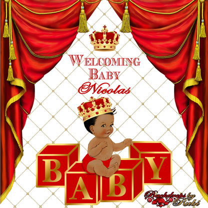 Red Prince Theme Backdrop, Red Crown Prince Backdrop, Red Prince Baby Shower Photo Backdrop, Red Prince Backdrop, Red Little Prince