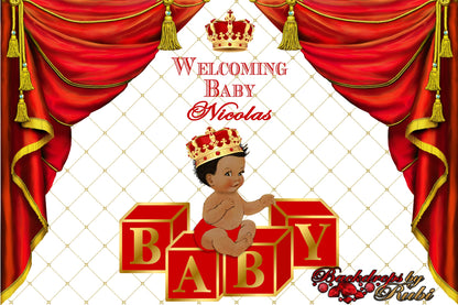 Red Prince Theme Backdrop, Red Crown Prince Backdrop, Red Prince Baby Shower Photo Backdrop, Red Prince Backdrop, Red Little Prince