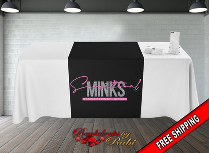 Custom Table Runner, Table Cover, Table Runner + Solid Color Throw Combo, Full Color Table Runner, Personalized Table Runner, Logo Runner