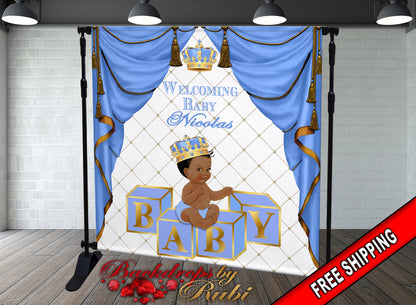 Baby Blue Prince Backdrop, Baby Blue Crown, Baby Blue Prince Baby Shower Photo Backdrop, Baby Blue Prince Backdrop, Baby Blue Little Prince