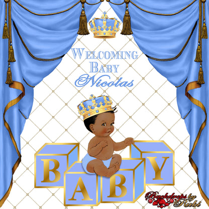 Baby Blue Prince Backdrop, Baby Blue Crown, Baby Blue Prince Baby Shower Photo Backdrop, Baby Blue Prince Backdrop, Baby Blue Little Prince