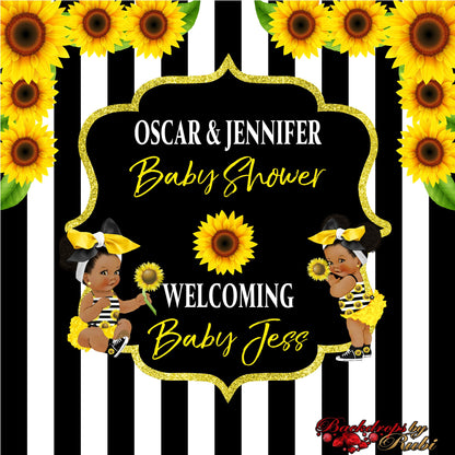 Sunflowers Bee Backdrop, Sunflowers Baby Shower Backdrop, What Will it Bee Backdrop, Sunflowers Baby Shower, Little Princess Backdrop,