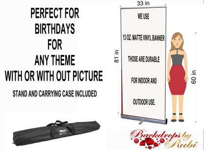 Retractable Birthday Banner, Custom Birthday Banner, Picture Banner, Pop Up Birthday Banner, Retractable Picture Banner, Roll Up Banner,